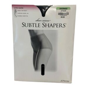 JCPenney Sheer Caress Subtle Shapers Girdle Top Pantyhose Average Off Black New